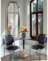 Table basse ronde moderne en pierre avec pieds en métal et plateau en marbre, durable et facile à nettoyer, pour salon, restaurant, hôtel, salle de séjour