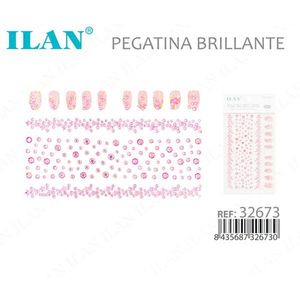 Adesivi con strass scintillanti ILAN per unghie, design rosa, Rif. 32673 - Product Image 1