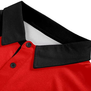 Polo Deportivo para Hombre, Manga Corta, Estampado Geométrico, Secado Rápido, 100% Poliéster Tejido, Diseño Rojo y Negro - Product Image 3