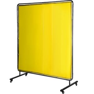 Schermo di Protezione per Saldatura in Vinile Ignifugo Giallo 6' X 6' con Telaio a 4 Ruote per Protezione durante la Saldatura - Product Image 1