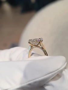 Women's <b>Unique</b> Design Marquise <b>Engagement</b> <b>Ring</b> Lab Grown Diamond 18k Gold Hidden Halo <b>Ring</b> IGI Certified VVS2 Clarity Trendy - Product Image 3