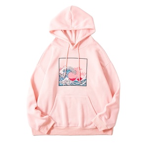 เสื้อฮู้ดดี้โอเวอร์ไซส์สำหรับผู้หญิง สีพื้น ผ้าคอตตอนผสม สวมหัว สไตล์ลำลอง สตรีทแวร์ แขนปกติ ระบายอากาศได้ดี ผ้าถัก - Product Image 5