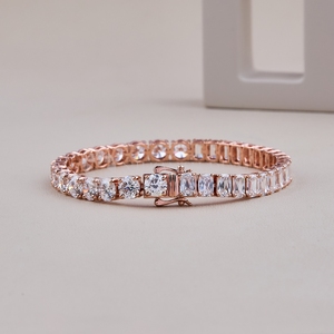 Bracelet de tennis en diamant de laboratoire rond ovale exquis 20.0Ct en 10K 14K 18K Bracelet en diamant de ligne en or massif cadeau pour elle - Product Image 1
