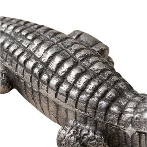 Figurine de crocodile en métal de haute qualité, sculpture animale, statue argentée pour la décoration de la maison, du bureau, du jardin, pour la table, pour offrir en cadeau - Product Image 5