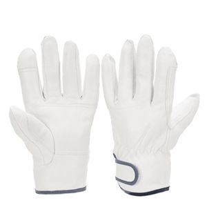 High Quality Cowhide Grain Leather Work Gloves Keystone <b>Thumb</b> Reinforced Palm Index Shirred Elastic Back Silver Safety <b>Cuff</b> - Product Image 1