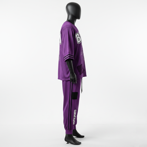 Premium <b>men</b> mesh jersey and jogger pant set 190 GSM lightweight airflow fabric <b>purple</b> training wear with 2 Pieces Sets <b>men's</b> - Product Image 3