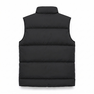 Custom Matte <b>Black</b> Reversible Waterproof 100% Polyester Puffer <b>Vest</b> <b>Men</b> Bodybuilder Fit High Neck Stand Collar Waistcoat - Product Image 2