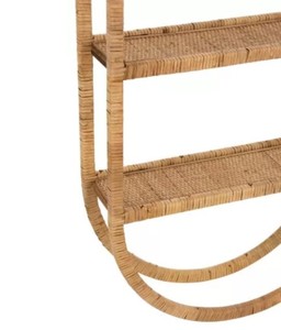Étagère murale ovale à 3 niveaux en rotin, style bohème, en cannage naturel, avec cadre arqué, étagère décorative pour rangement domestique, chambre d'enfant - Product Image 4