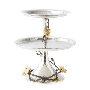 Good Quality 2 <b>Tier</b> <b>Cake</b> Stand Serving Platter With Silver Branch And Floral Design Stand Cup <b>Cake</b> Stand Birthday Party Use - Product Image 4
