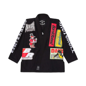 Kimono BJJ BornXRaised unisexe noir imprimé, Gi de judo coupe classique, durable, respirant, en coton tissé perlé 450 GSM, vêtements d'arts martiaux - Product Image 1
