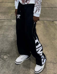 กางเกงขายาวทรงบานคุณภาพพรีเมียมสำหรับผู้ชาย ผ้าฝ้ายหนานุ่ม สวมใส่สบาย เอวสูง ขากว้าง แบบเรียบ - Product Image 4