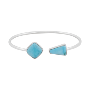 Premium 925 Sterling Silver High Finish Trendy Adjustable Bezel Set Larimar Tie Cushion Shape Cab Twister <b>Bracelet</b> Party Gift - Product Image 1