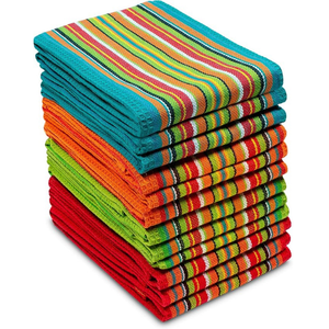 Serviettes de cuisine rayées 100% coton tissé, torchons à séchage rapide et absorbants, ensemble cadeau, nettoyage à sec, vente en gros, faible MOQ, Inde - Product Image 1