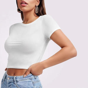 Custom Wholesale Women Cute <b>Cat</b> Graphic Crop T Shirt Short Sleeve Crew Neck Cotton Summer Casual Slim Fit Animal Tee <b>Tops</b> Fits - Product Image 5