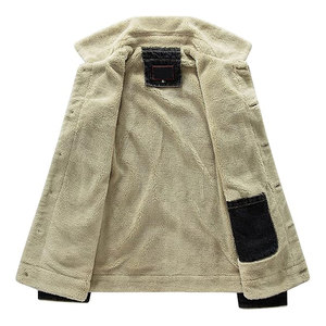 Men's Plus Size Cotton Warm Sherpa <b>Lined</b> Denim <b>Jacket</b> with <b>Fur</b> Collar Button Down Quilted Casual Classy Winter Jeans Coat - Product Image 4