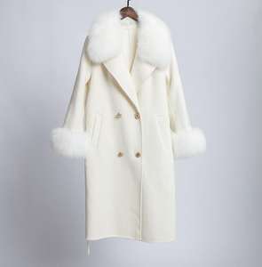 Veste en cachemire d'agneau pour femme, col en fourrure de renard véritable, pour l'hiver, Black Friday - Product Image 4