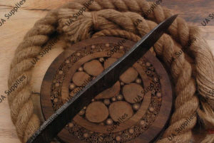 Couteau de camping utilitaire en acier Damas 1095 15N20 forgé à la main, OEM/ODM/OBM, ultra-affûté 58 HRC, pleine longueur, poli, à lame biseautée - Product Image 5