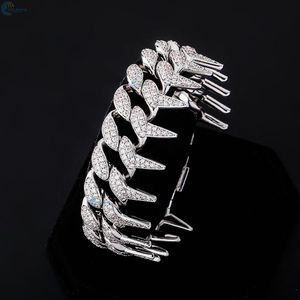 Pulsera Cubana Personalizada con Púas, Chapada en Oro Sólido, con Diamantes Cultivados en Laboratorio, Estilo Iced Out Bling para Hombre - Product Image 2