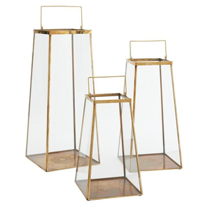 Handmade Gold Metal & Glass Hut Shape Candle <b>Lantern</b> Decorative <b>Hurricane</b> Candle Holder for Wedding Centerpiece On Sale - Product Image 2