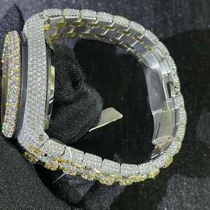 Montres classiques unisexes hip-hop artisanales personnalisées avec diamants Moissanite VVS1, bracelet en acier inoxydable, affichage analogique mécanique - Product Image 5