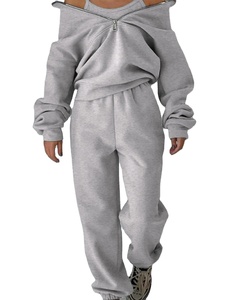 Conjuntos unisex de alta calidad, chándal informal con capucha, chándal de gran tamaño para mujer - Product Image 3