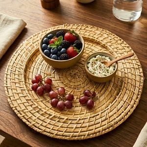 Hot Trend Cheap Wholesale Handwoven Rattan Placemat Eco Friendly Home Decor <b>Table</b> <b>Mat</b> Supplier - Product Image 2