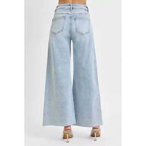 RISEN Full Size High Rise Tobillo Ancho Palazzo Plus Size Jeans de mujer - Product Image 3