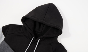 <b>Men's</b> Color Blocking Hooded <b>Sweatshirt</b> Raglan Sleeve Casual Hoodie <b>Grey</b> Black Polyester Cotton French Terry Autumn Wear - Product Image 4