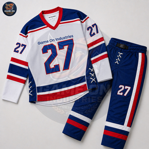 New Trendy Best Supplier Newest Wholesale Rate Custom Breathable Team Sports Apparel For Men Ice Hockey Jersey and Pants Sets - Product Image 3