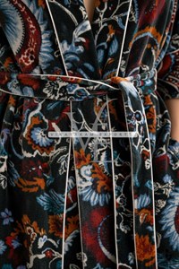 Luxurious Hand-Block Printed Velvet Long <b>Kimono</b> Robe Women Elegant Boho Chic <b>Cardigan</b> Sustainable Summer Breathable Loungewear - Product Image 2