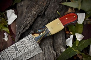 Premium Hand Forged Twist Damascus Chef <b>Knife</b> | <b>Bone</b> & Wood <b>Handle</b> | 13" Kitchen <b>Knife</b> - Product Image 3