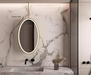Miroir de maquillage LED avec éclairage intégré, interrupteur tactile, mural, doré, moderne, pour anniversaire, Bar Mitzvah - Product Image 1