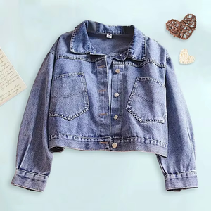 Custom <b>Sequin</b> Patches Girls Denim <b>Jacket</b> Short Style Kids Denim <b>Jacket</b> for 2-12 Years Made in China - Product Image 4