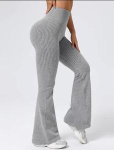 Leggings Deportivos Ecológicos de Cintura Alta, Tejido Sólido, Spandex, para Mujer, Elásticos, Sin Costuras, con Decoración de Letras, 220g - Product Image 5