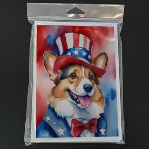 Corgi Patriotic American Whimsical A7 Tamaño 5x7 Tarjetas de notas en blanco Paquete de 8 con sobres Tarjetas de felicitación - Product Image 3