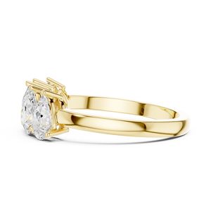 Yellow Gold Five Stone Pear Cut <b>Ring</b> Elegant <b>Crown</b> Style Anniversary Band for Women Luxury Bridal Fine Jewelry - Product Image 5