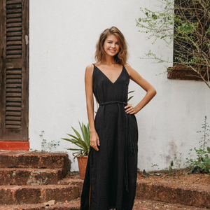 Vestido de Fiesta Negro Estilo Boho, Vestido Largo de Cóctel para Mujer, Vestido de Noche Formal, Vestido Sexy sin Espalda de Algodón - Product Image 4