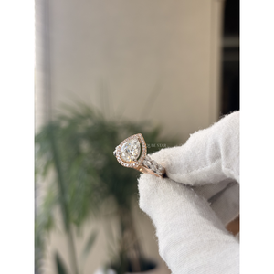 Anillo de compromiso vintage de lujo con doble halo de diamantes cultivados en laboratorio, 2.18CT VVS VS EF, oro macizo, regalo de boda para ella - Product Image 3
