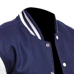 Veste de sport marine pour homme, manches blanches, col rabattu, fermeture boutonnée, couleur unie, style preppy, vêtement d'automne - Product Image 4