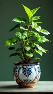 Jardinière de sol moderne de luxe en métal bicolore avec base, pot à fleurs noir et or émaillé pour plantes vertes - Product Image 4