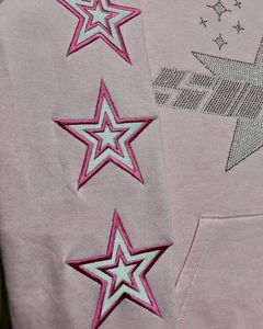 Custom Manufacturer Embroidery Hoodie <b>Rhinestone</b> <b>Jacket</b> Acid Wash Vintage Washed Men Fleece Streetwear Hoodie - Product Image 3