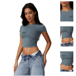 Camisetas de Algodón y Spandex para Mujer, Estampadas, Casuales, de Manga Corta, con Logotipo, Ecológicas, Transpirables, con Impresión Digital - Product Image 6