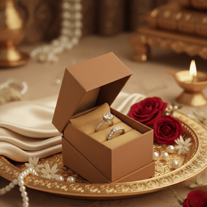 Boîte cadeau minimaliste écologique portable en carton rigide |   Insert en éponge gaufré et laminé mat pour emballage de bijoux - Product Image 4