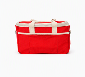 Sac à déjeuner rouge en toile, sac isotherme, fermeture éclair étanche, porte-aliments portable pour le bureau, le pique-nique, les voyages - Product Image 1