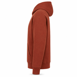 Vente en gros de sweat à capuche en molleton de coton épais orange pour homme, coupe oversize, streetwear, poche kangourou, hiver, personnalisable - Product Image 5