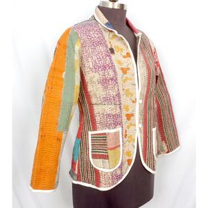 Hand-Stitched Cotton <b>Kantha</b> <b>Jacket</b> for Women Embroidered vintage Design with Elegant <b>Kantha</b> Embroidery <b>jacket</b> for women - Product Image 3