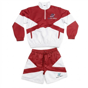 Ensemble short et coupe-vent décontracté en polyester/coton épais, personnalisable, uni, à capuche, style streetwear, grandes tailles, collection automne, vente en gros - Product Image 1