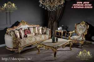 Royal Look <b>Gold</b> Carved <b>Sofa</b> Set for Living Area French Style Hand Carved Living Room <b>Sofa</b> Set Royal Style Living Room <b>Sofa</b> Set - Product Image 6
