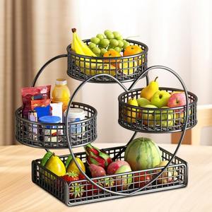 Cesta de Hierro Fundido Hecha a Mano de 4 Niveles, Ecológica y Duradera, Organizador de Frutas y Verduras, Estante de Almacenamiento Multifuncional para Cocina - Product Image 3