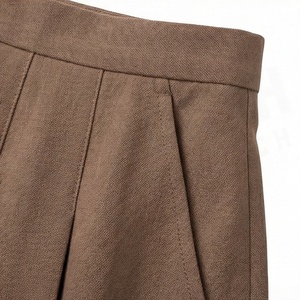 Falda Plisada de Cintura Alta para Mujer, Corte en A, Largo hasta la Rodilla, Color Sólido, Elegante, Tejido de Poliéster y Algodón, para Todas las Temporadas - Product Image 5